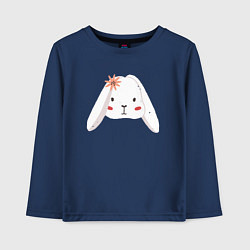 Лонгслив хлопковый детский Зайка с цветком, цвет: тёмно-синий