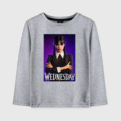 Лонгслив хлопковый детский Wednesday, цвет: меланж