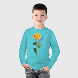 Лонгслив хлопковый детский Жёлтая роза - only you, цвет: бирюзовый — фото 2