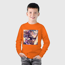 Лонгслив хлопковый детский Игра Геншин Импакт, цвет: оранжевый — фото 2