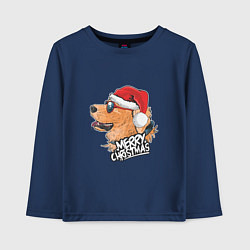 Лонгслив хлопковый детский Собачье Рождество, цвет: тёмно-синий