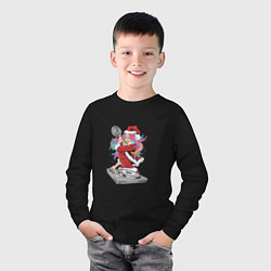 Лонгслив хлопковый детский DJ Снегурочка, цвет: черный — фото 2