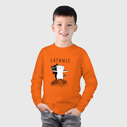 Лонгслив хлопковый детский Catanic quote, цвет: оранжевый — фото 2