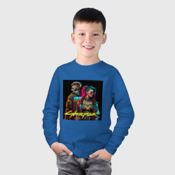 Лонгслив хлопковый детский Пара в стиле Киберпанк, цвет: синий — фото 2