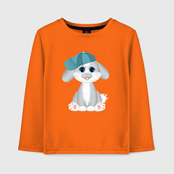 Лонгслив хлопковый детский Зайка в кепке, цвет: оранжевый