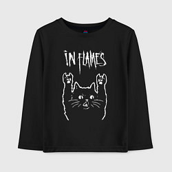 Лонгслив хлопковый детский In Flames рок кот, цвет: черный
