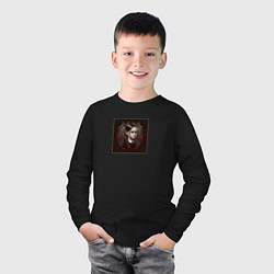 Лонгслив хлопковый детский Уэнсдэй Аддамс арт, цвет: черный — фото 2