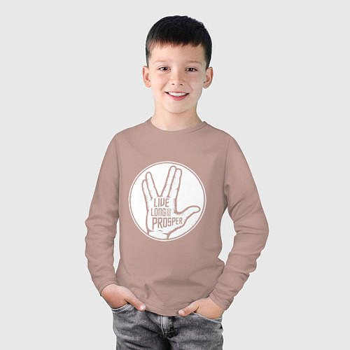 Детский лонгслив Стар трек - Живи долго и процветай / Пыльно-розовый – фото 3