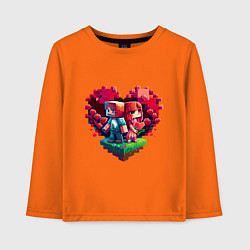 Лонгслив хлопковый детский Влюбленные в Minecraft, цвет: оранжевый