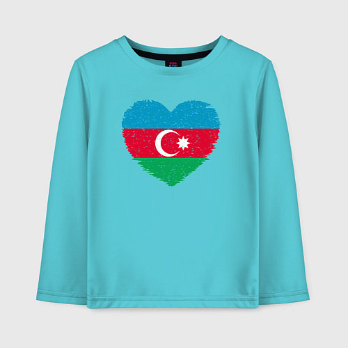 Детский лонгслив Сердце Азербайджана / Бирюзовый – фото 1