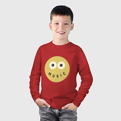 Лонгслив хлопковый детский Music smile, цвет: красный — фото 2