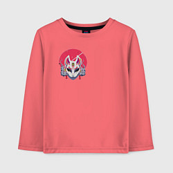 Лонгслив хлопковый детский Маска Кицунэ, цвет: коралловый