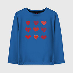 Лонгслив хлопковый детский Сердца паттерн, цвет: синий