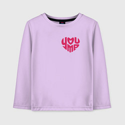 Лонгслив хлопковый детский Love heart you and me, цвет: лаванда