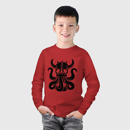 Детский лонгслив Морской демон / Красный – фото 3