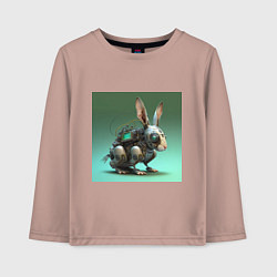 Лонгслив хлопковый детский Робот-заяц, цвет: пыльно-розовый