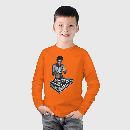 Детский лонгслив DJ Bruce Lee / Оранжевый – фото 3