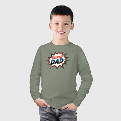 Лонгслив хлопковый детский Super dad, цвет: авокадо — фото 2