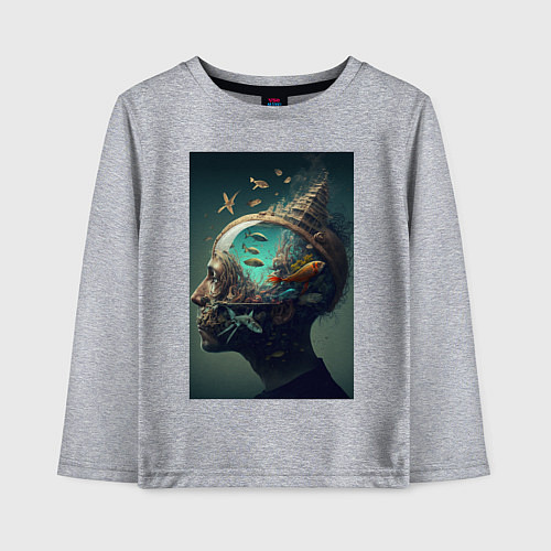 Детский лонгслив Мысли о море / Меланж – фото 1