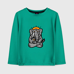 Лонгслив хлопковый детский Elephant relax, цвет: зеленый