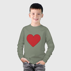 Лонгслив хлопковый детский Сердце в стиле минимализм, цвет: авокадо — фото 2