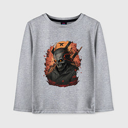 Лонгслив хлопковый детский Череп самурая, цвет: меланж