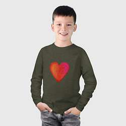 Лонгслив хлопковый детский Красное Сердце любовь, цвет: меланж-хаки — фото 2