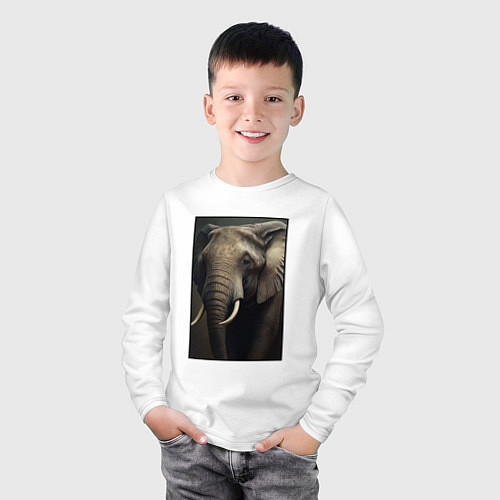 Детский лонгслив Портрет слона / Белый – фото 3