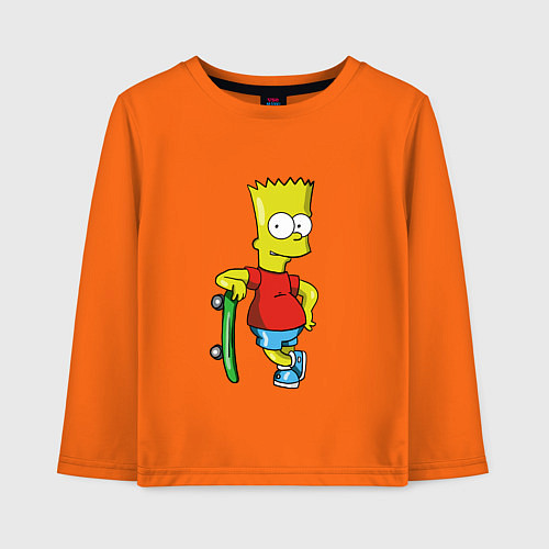 Детский лонгслив Барт и скейт / Оранжевый – фото 1