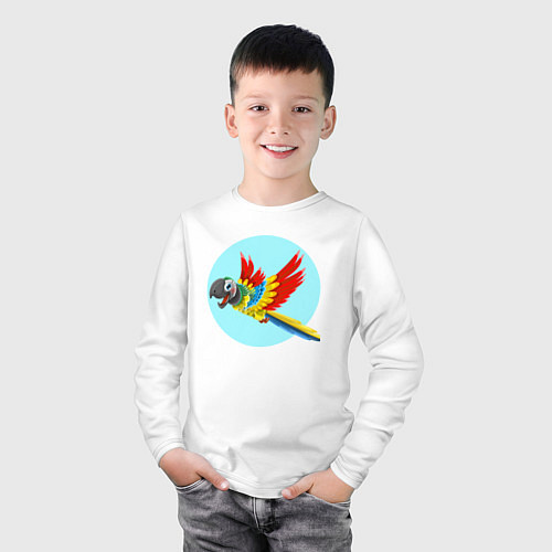 Детский лонгслив Красочный попугай / Белый – фото 3