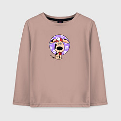 Лонгслив хлопковый детский Собачка в бейсболке, цвет: пыльно-розовый