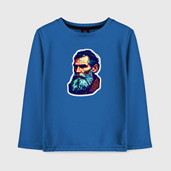 Лонгслив хлопковый детский Лев Толстой арт, цвет: синий