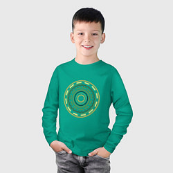 Лонгслив хлопковый детский Орнамент круглый, цвет: зеленый — фото 2