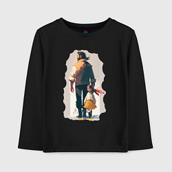 Лонгслив хлопковый детский Дочка и отец вместе, цвет: черный