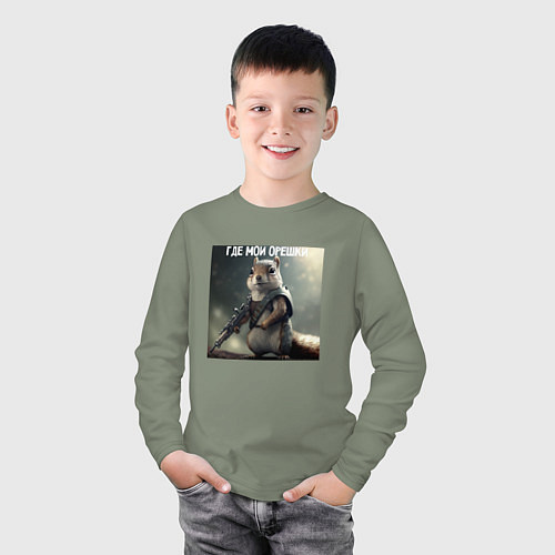 Детский лонгслив Боевая белка / Авокадо – фото 3