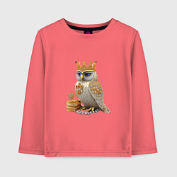 Лонгслив хлопковый детский Золотая сова, цвет: коралловый
