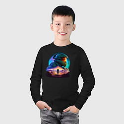 Лонгслив хлопковый детский Киборг и космический пейзаж, цвет: черный — фото 2
