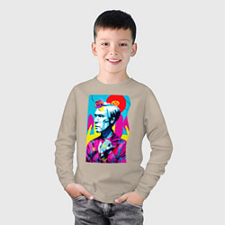 Лонгслив хлопковый детский Энди Уорхол - автопортрет - нейросеть, цвет: миндальный — фото 2