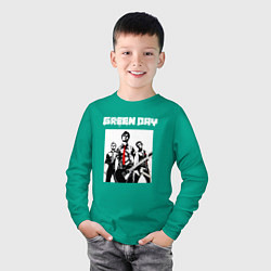 Лонгслив хлопковый детский Greed Day rock, цвет: зеленый — фото 2