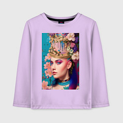 Лонгслив хлопковый детский Сладкая женщина со шляпкой тортом - нейросеть, цвет: лаванда