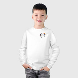 Лонгслив хлопковый детский Игривый белый единорог, цвет: белый — фото 2
