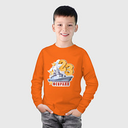 Лонгслив хлопковый детский 23 февраля ВМФ, цвет: оранжевый — фото 2