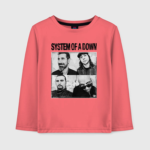 Детский лонгслив System of a down rock / Коралловый – фото 1