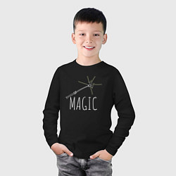 Лонгслив хлопковый детский Magic надпись и волшебная палка, цвет: черный — фото 2