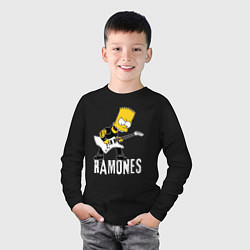 Лонгслив хлопковый детский Ramones Барт Симпсон рокер, цвет: черный — фото 2