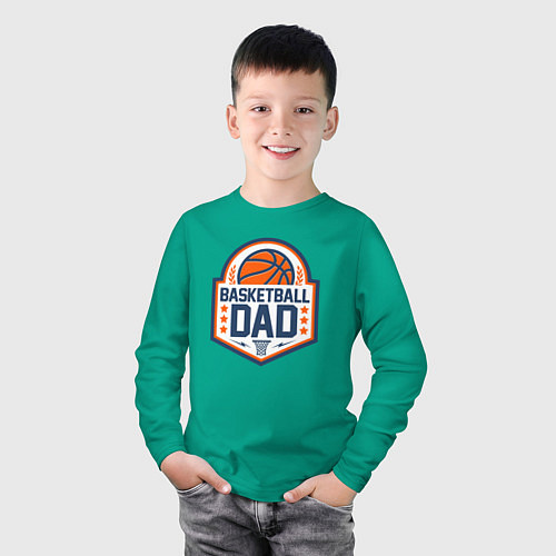 Детский лонгслив Баскетбольный папа / Зеленый – фото 3