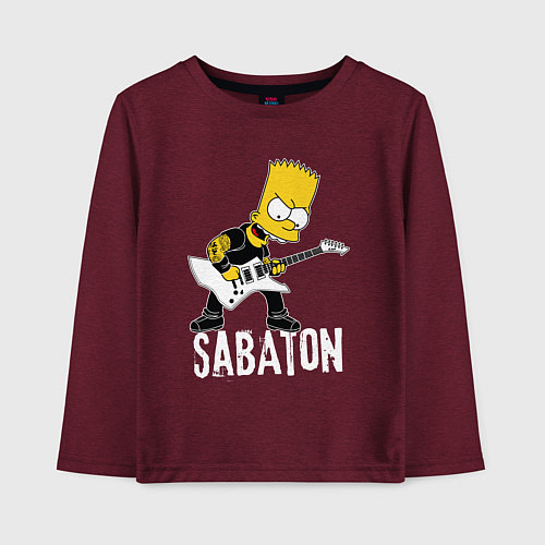 Детский лонгслив Sabaton Барт Симпсон рокер / Меланж-бордовый – фото 1