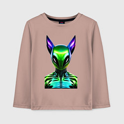 Лонгслив хлопковый детский Eared alien - neural network, цвет: пыльно-розовый