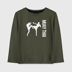 Лонгслив хлопковый детский Muay Thai, цвет: меланж-хаки