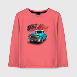 Лонгслив хлопковый детский Пикап Chevrolet Apache 3100, цвет: коралловый